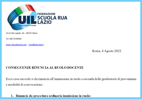 Al momento stai visualizzando Conseguenze rinuncia al Ruolo Docente