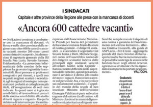 Scopri di più sull'articolo Ancora 600 cattedre vacanti – I Sindacati