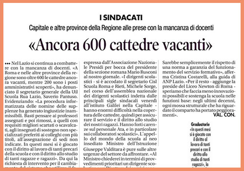 Scopri di più sull'articolo Ancora 600 cattedre vacanti – I Sindacati