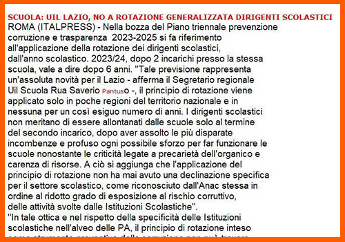 Al momento stai visualizzando Scuola: UIL Lazio, No a rotazione generalizzata dirigenti scolastici