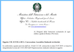 Scopri di più sull'articolo UIL SCUOLA RUA – Convocazione Assemblea Sindacale Territoriale