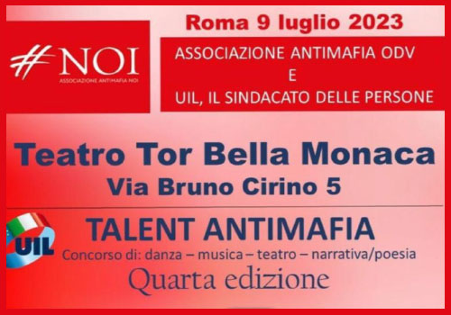 Scopri di più sull'articolo Roma Domenica 9 Luglio – Talent Antimafia – Teatro Tor Bella Monaca