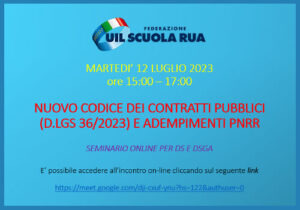 Scopri di più sull'articolo Martedì 12 Luglio – Seminario Online per DS e DSGA