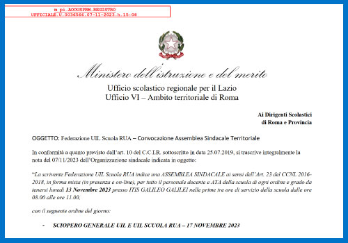 Al momento stai visualizzando Federazione UIL Scuola RUA – Convocazione Assemblea Sindacale Territoriale