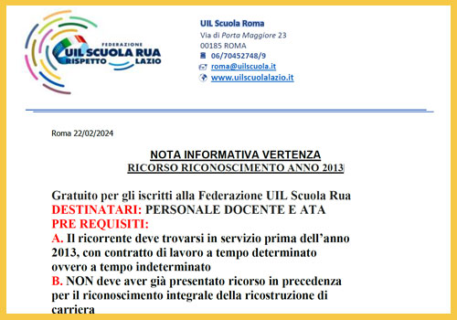 Al momento stai visualizzando RICORSO RICONOSCIMENTO ANNO 2013